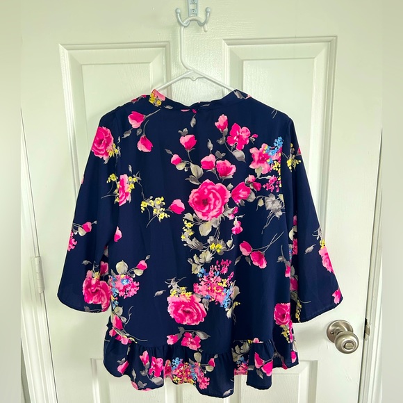 Pink Flower Print Flowy Shaw - Picture 2 of 2